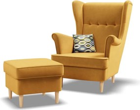 Uszak lábtartó, bársony, sárga