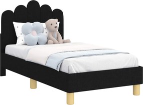 vidaXL Gyerekágy keret fejtámlával Fekete 70 x 140 cm szövet
