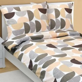 Bellatex Félkör flanel ágyneműhuzat barna, lazac, 140 x 220 cm, 70 x 90 cm, 140 x 220 cm, 70 x 90 cm