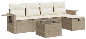vidaXL 6 részes bézs polyrattan kerti ülőgarnitúra párnával