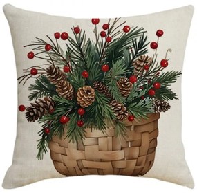 Karácsonyi párnahuzat FOREST GIFT 45x45 cm, bézs