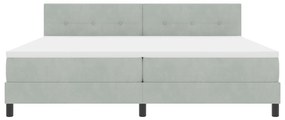 Boxspring Ágy Matraccal Világosszürke 200x200 cm Bársony