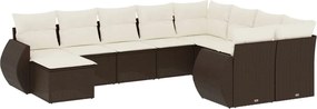 vidaXL 10 részes barna polyrattan kerti ülőgarnitúra párnákkal