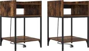 vidaXL Éjjeliszekrény 2 pcs Füstölt tölgy 40 x 40 x 61 cm Faanyag