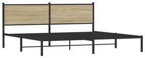 sonoma tölgy színű fém ágykeret matrac nélkül 200 x 200 cm