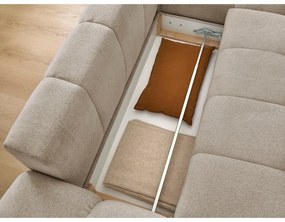 Szürkésbarna zsenília kinyitható-tárolóhelyes sarokkanapé (jobb oldali-heverő résszel) Everest – Bobochic Paris