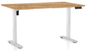 OfficeTech B állítható magasságú asztal, 120 x 80 cm, fehér alap, arany tölgy