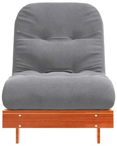viaszbarna tömör fenyőfa futon kanapéágy matraccal 70x206x11 cm
