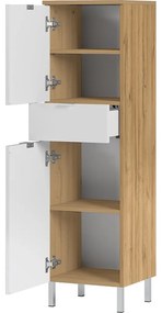 Mauresa fehér szekrény tölgyfa díszítéssel, magasság 120 cm - Germania