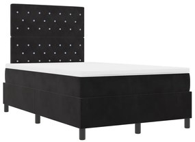 Box Spring Ágy Mattal és LED Fekete 120x190 cm Bársony