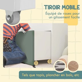 AIYAPLAY Gyermek Könyvespolc Játék és Könyv Tároló, Több Szintes 3 Polccal és Fiókkal, 62,5L x 30W x 70H cm, Zöld | Aosom