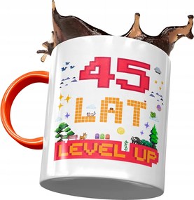 Narancssárga bögre Születésnapra 45 45-es 45-ös, fényképes nyomattal