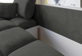 BEGIMIR U ágyazható sarok ülőgarnitúra + puff, 365x85x183, monolith 59