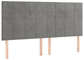 világosszürke bársony LED-es fejtámla 160x5x118/128 cm