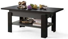 Bővíthető dohányzó/étkezőasztal emelhető asztallappal ROY fekete/antracit