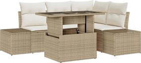 vidaXL Kerti Kanapé Szett párnával 5 pcs Beige és krém polirattan