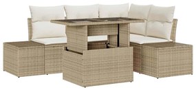 vidaXL Kerti Kanapé Szett párnával 5 pcs Beige és krém polirattan