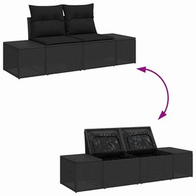 Kerti Kanapé Szett 7 pcs Fekete 289 x 154 x 85 cm Poli rattan