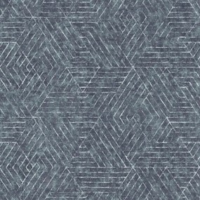 Csíkos És Háromszög Mintás Tapéta, Kék