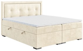Franciaágy Boxspring 200 cm Veronica (krém) (matraccal és tárolóhellyel). Akció -17%. 1054520