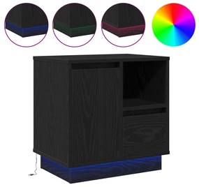 Éjjeli szekrények LED-del 2 db Fekete tölgy 50x34,5x50 cm