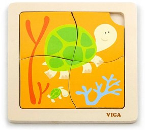 Fa képes kirakó puzzle Viga 4 db teknősbéka