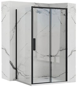 Rea Rapid Slide - zuhanykabin tolóajtóval 100 (ajtó) x 100 (fal), átlátszó üveg, fekete profil, KPL-09855