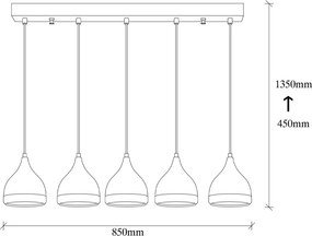 Opviq függőlámpa x5, fekete-réz