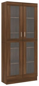 barna tölgyszínű szerelt fa vitrinszekrény 82,5x30,5x185,5 cm