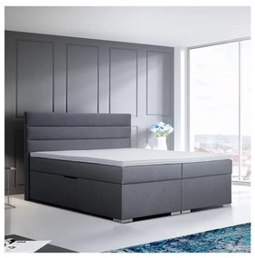 NEW BOLERO 180x200 cm kárpitozott ágy tárolóval és topperes matracokkal, szürke