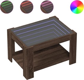 vidaXL barna tölgy szerelt fa dohányzóasztal LED-del 73 x 53 x 45 cm