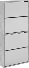 vidaXL betonszürke 4 szintes cipőszekrény tükörrel 63 x 17 x 134 cm
