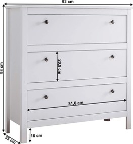 Komód 3S, fehér, OLJE