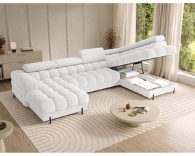 Krémszínű buklé kinyitható sarokkanapé (jobb oldali-U alakú) Feraria – ELTAP