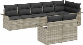 vidaXL Kerti Kanapé Szett tárolóval 8 pcs Világosszürke polirattan