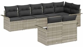 vidaXL Kerti Kanapé Szett tárolóval 8 pcs Világosszürke polirattan