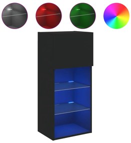 fekete TV-szekrény LED-világítással 40,5x30x90 cm
