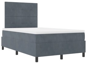 Boxspring Ágy Matraccal Sötétszürke Kisméretű Velúr