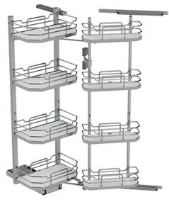 Konyhai fémrács, kamravasalat, 600mm, króm-fehér, csillapított záródás, 8 kosár SIGE, Infinity Line 230B