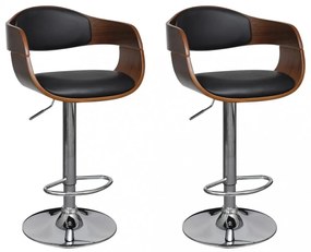 3052716 Bar Stools 2 pcs Black Bent Wood and Faux Leather (2x241053)