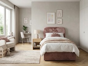 Kárpitozott boxspring ágy FORENA 90x200 cm óarany rózsaszínű Matrac: Bonell rugós matrac