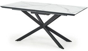 Asztal Houston 1378Fehér márvány, Fekete, 76x90x160cm, Hosszabbíthatóság, Kerámia, Közepes sűrűségű farostlemez, Fém