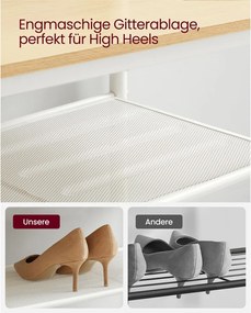 Előszoba fogas, cipőtároló paddal, tükörrel, tölgy és fehér 98×35×180cm