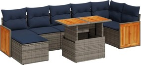 vidaXL 8 részes barna polyrattan akácfa kerti ülőgarnitúra párnákkal