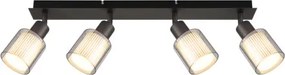 Globo 54456-4 Mennyezeti lámpa, matt fekete fém, krómozott/fehér üveg, HxSzxM: 560x80x186 mm, 4xE14 25W 230V izzók nélkül
