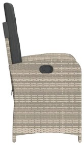 2 db világosszürke polyrattan dönthető kerti szék párnákkal