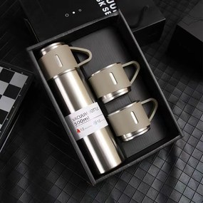 Termosz 500 ml 3 csészével HOT&COLD, bézs