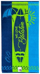 Balaton 2024 kék-zöld strandtörölköző