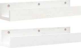 vidaXL 2 db fehér tömör fenyőfa fali polc 50 x 12 x 9 cm