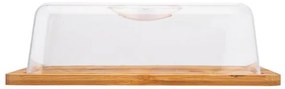 Bambuszfa asztali kínáló műanyag tetővel 25x7,5x19,5 cm